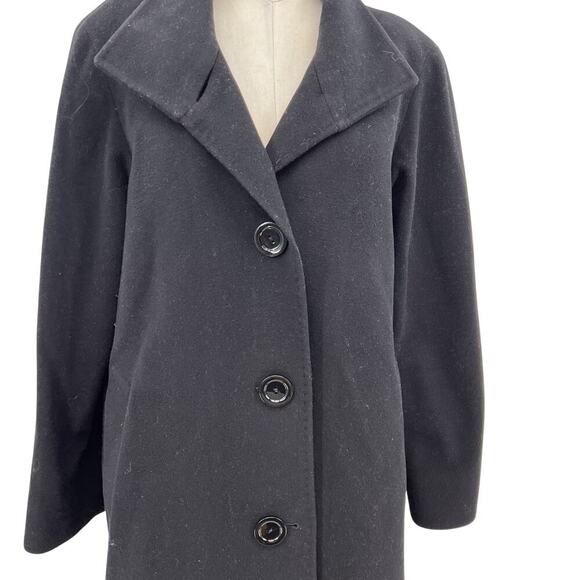 Cinzia Rocca Due Black Three Button Mid Length Virgin Wool Cashmere Coat‎ US 8 - Picture 3 of 10